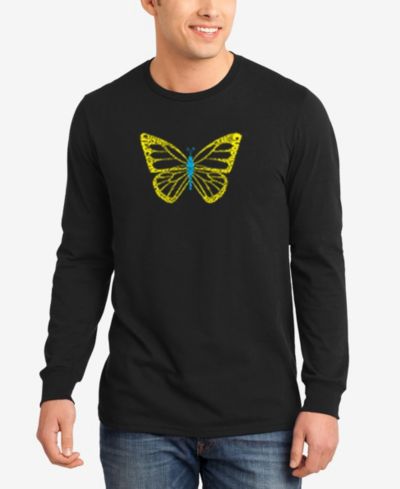 LA Pop Art Мужская футболка с длинным рукавом Butterfly Word Art