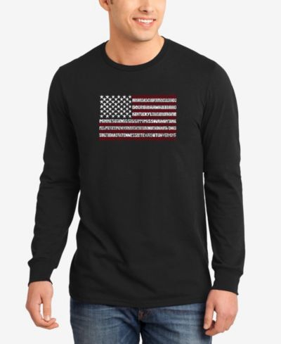 Мужская футболка LA Pop Art 50 States USA Flag Word Art с длинным рукавом