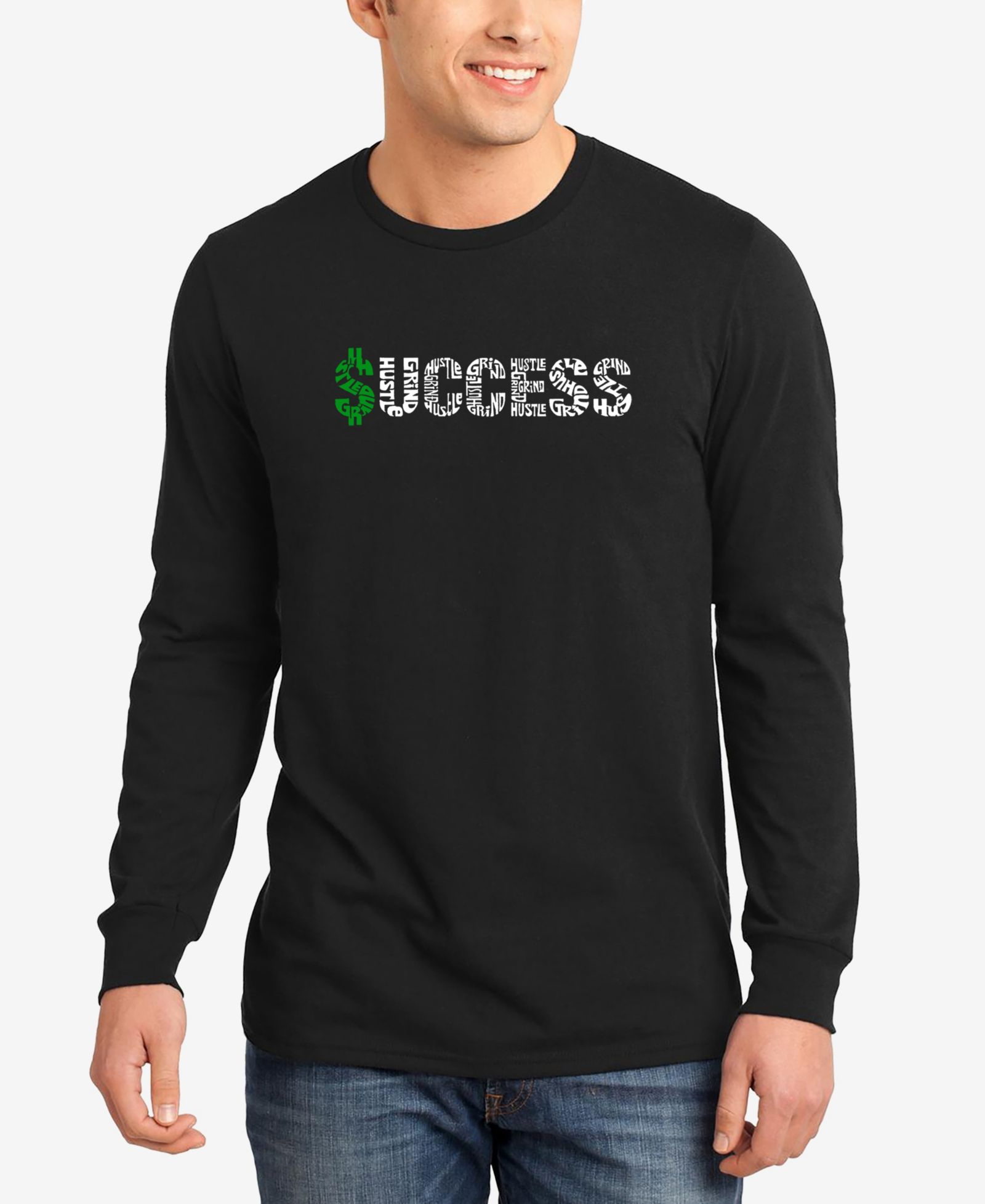LA Pop Art Мужская футболка с принтом Success Word Art с длинным рукавом