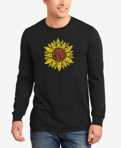 LA Pop Art Men's Sunflower Word Art Long Sleeves T-shirt