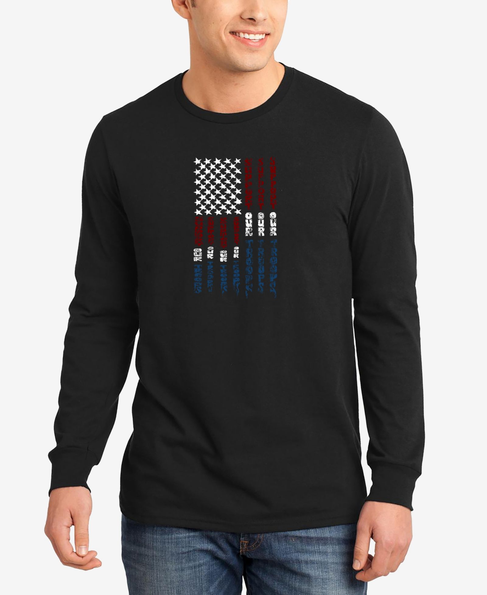 Мужская футболка LA Pop Art Support Our Troops Word Art с длинным рукавом