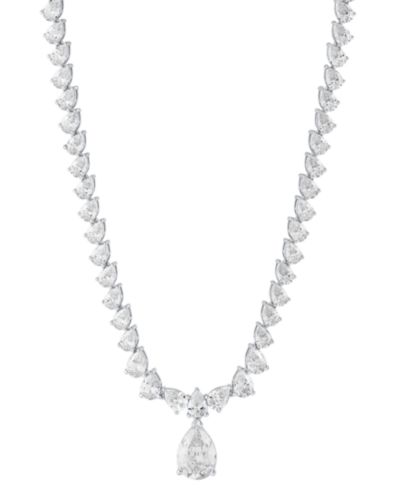 Cubic Zirconia Fancy 18" Collar Necklace in Sterling Silver