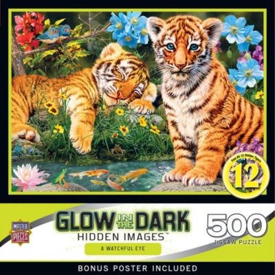 Masterpieces Puzzles A Watchful Eye Glow-in-the-Dark Hidden Images 500-Piece Puzzle, Ages 14+