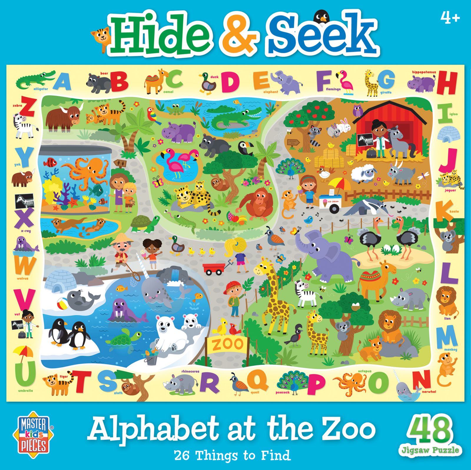 Пазл Hide & Seek - Алфавит в зоопарке, 48 деталей