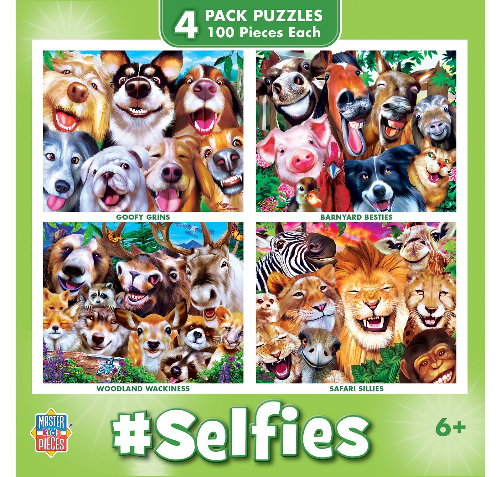 Детский набор пазлов MasterPieces Set - Selfies 4-Pack 100 Piece