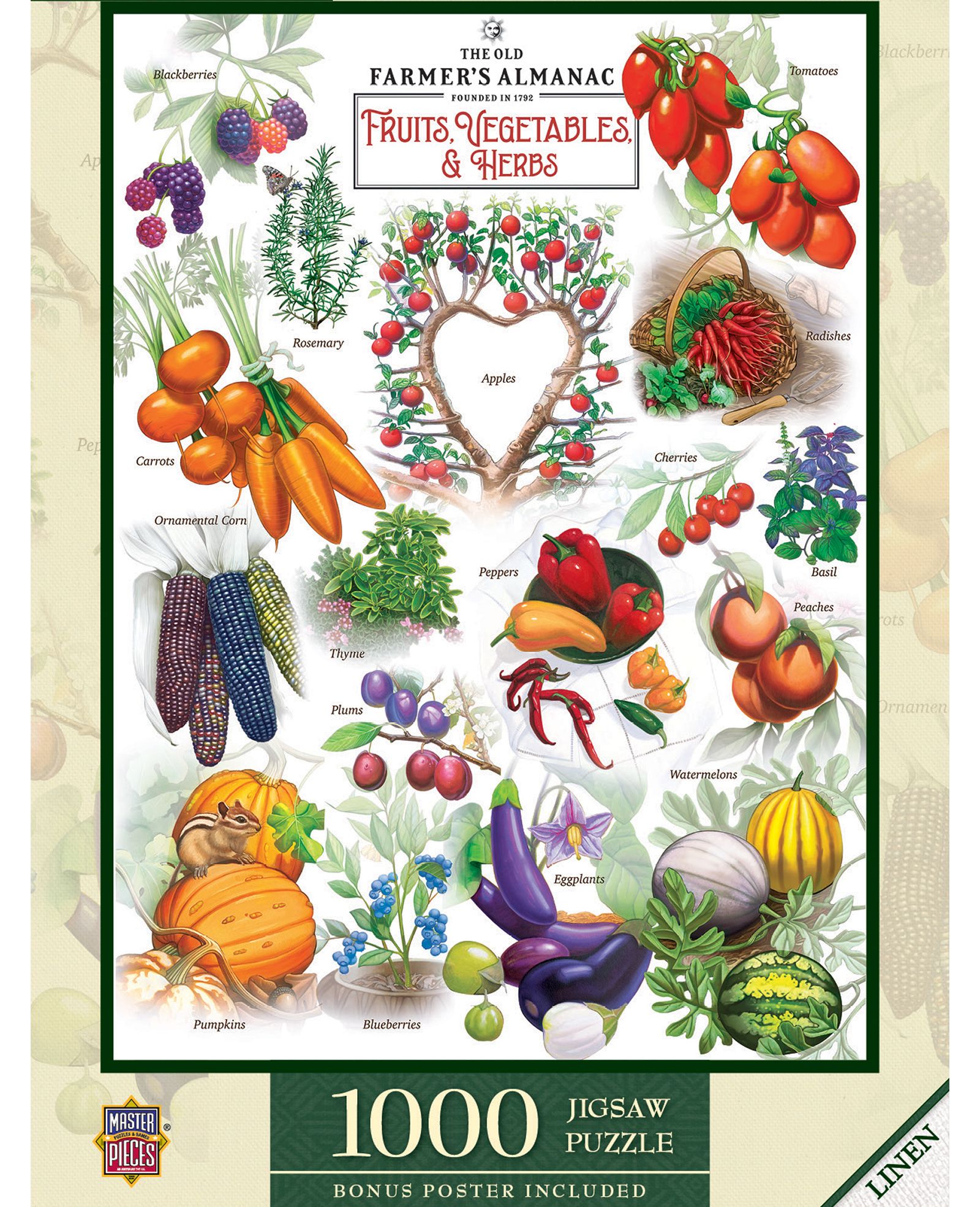 Farmer's Almanac Пазл на 1000 деталей: фрукты, овощи и травы