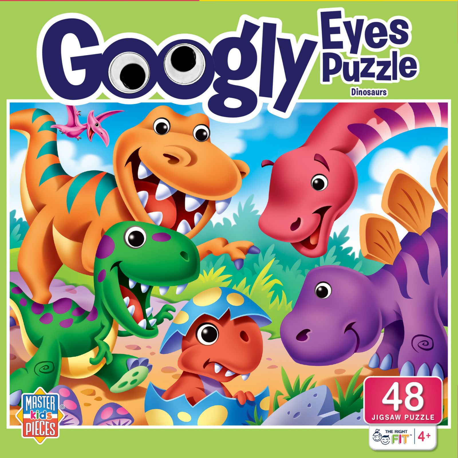 Пазл MasterPieces Googly Eyes - Dinosaurs 48 Piece Jigsaw Puzzle для детей