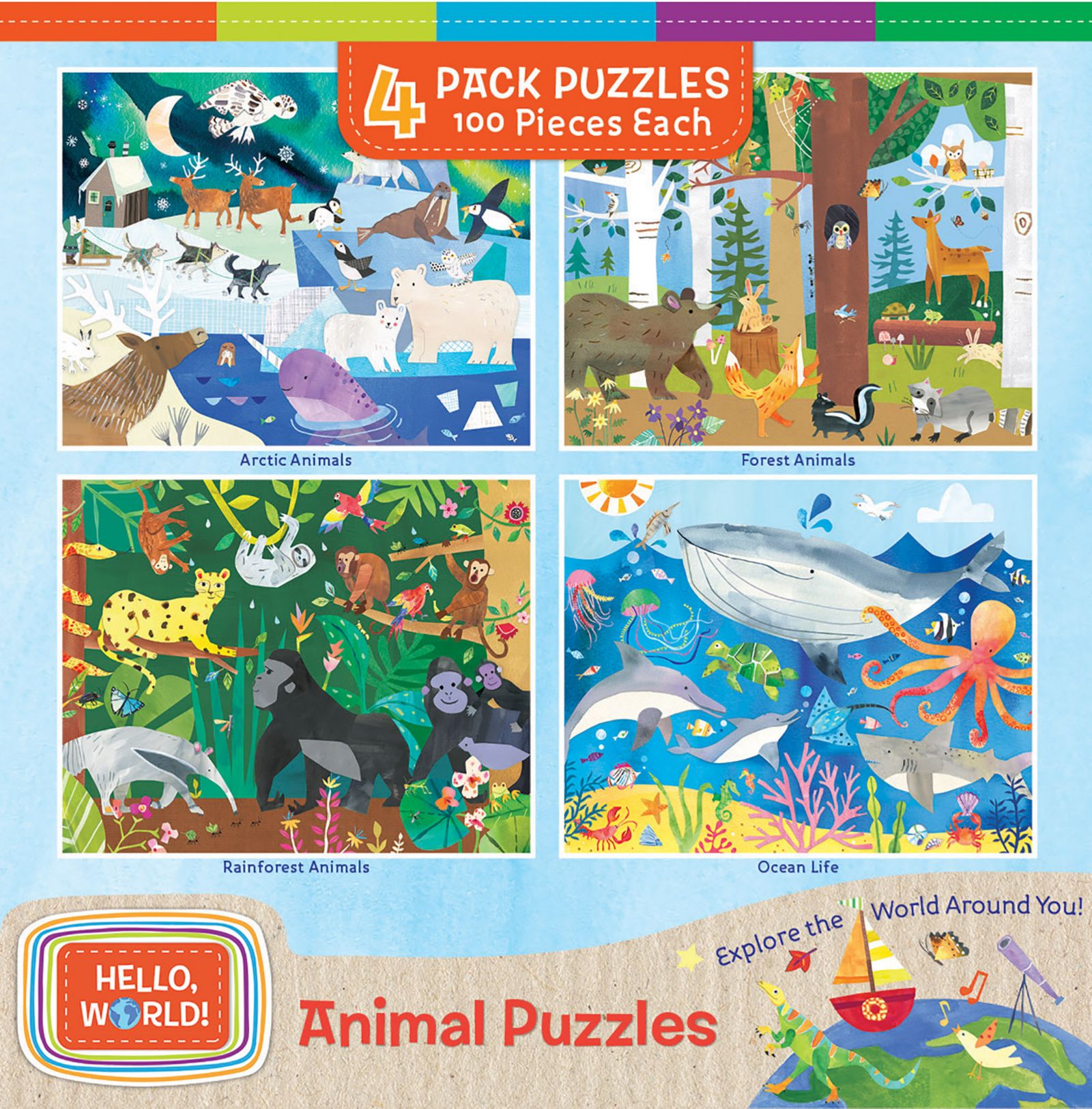 Пазлы MasterPieces Hello, World! 4-Pack 100 Piece