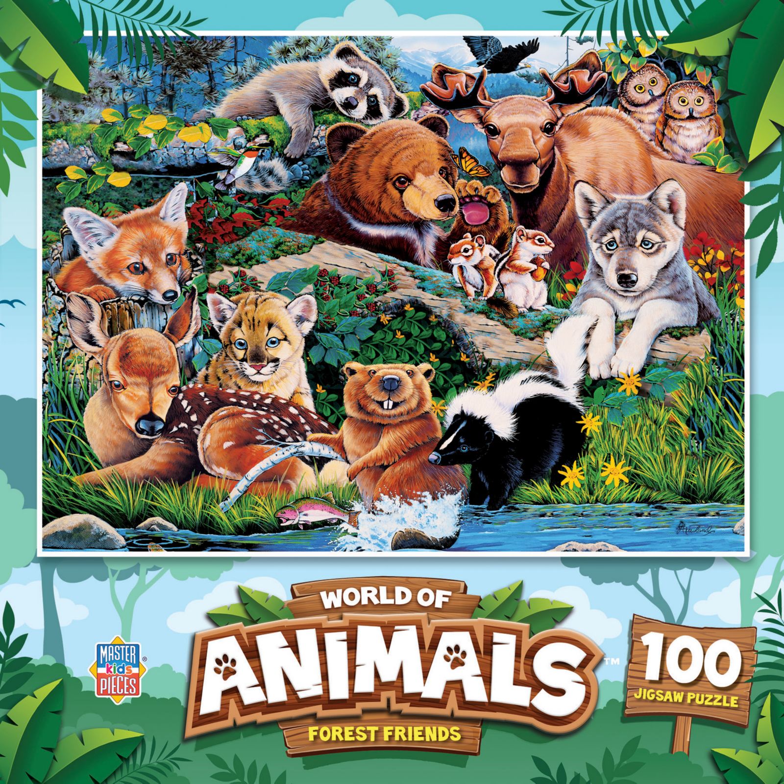 Пазл MasterPieces World of Animals - Forest Friends 100 Piece Jigsaw