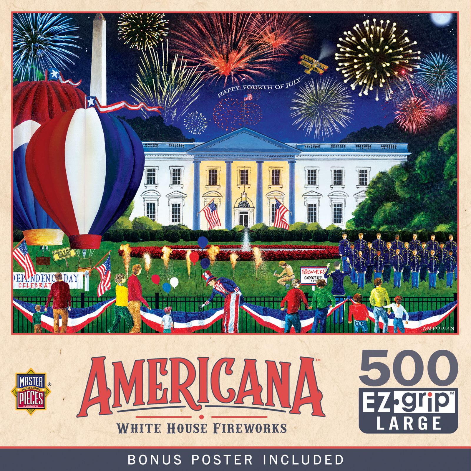 Пазл MasterPieces Americana - White House Fireworks, 500 деталей, EZ Grip