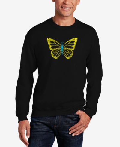 LA Pop Art Men's Butterfly Word Art Crew Neck Sweatshirt