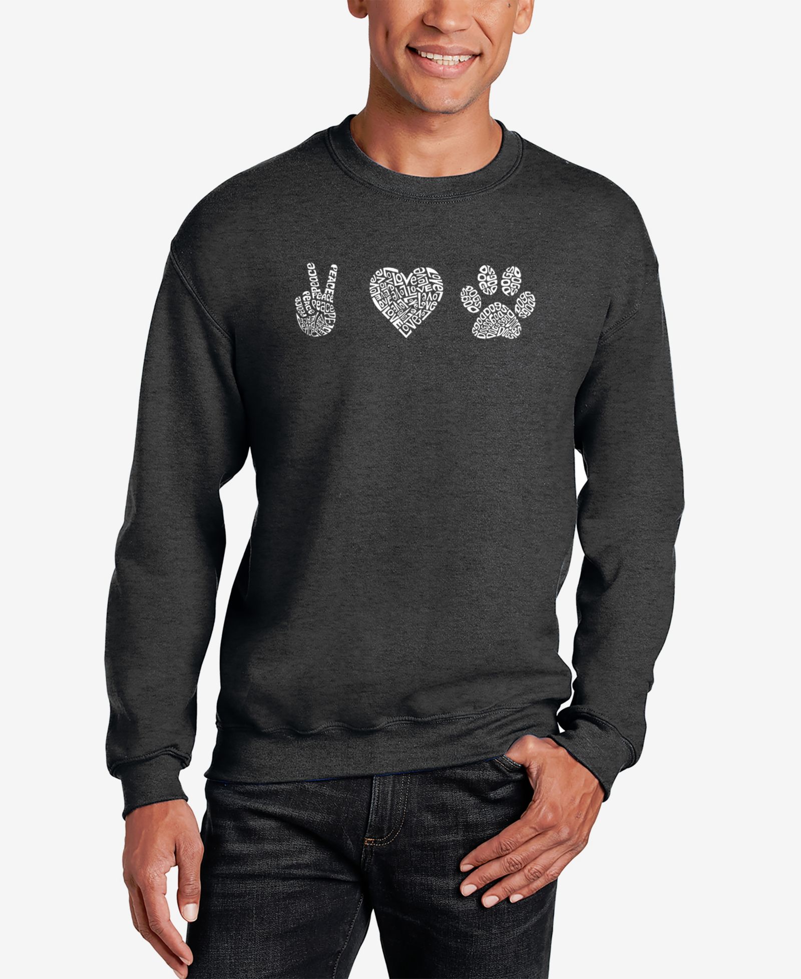 Мужской свитшот LA Pop Art Peace Love Dogs