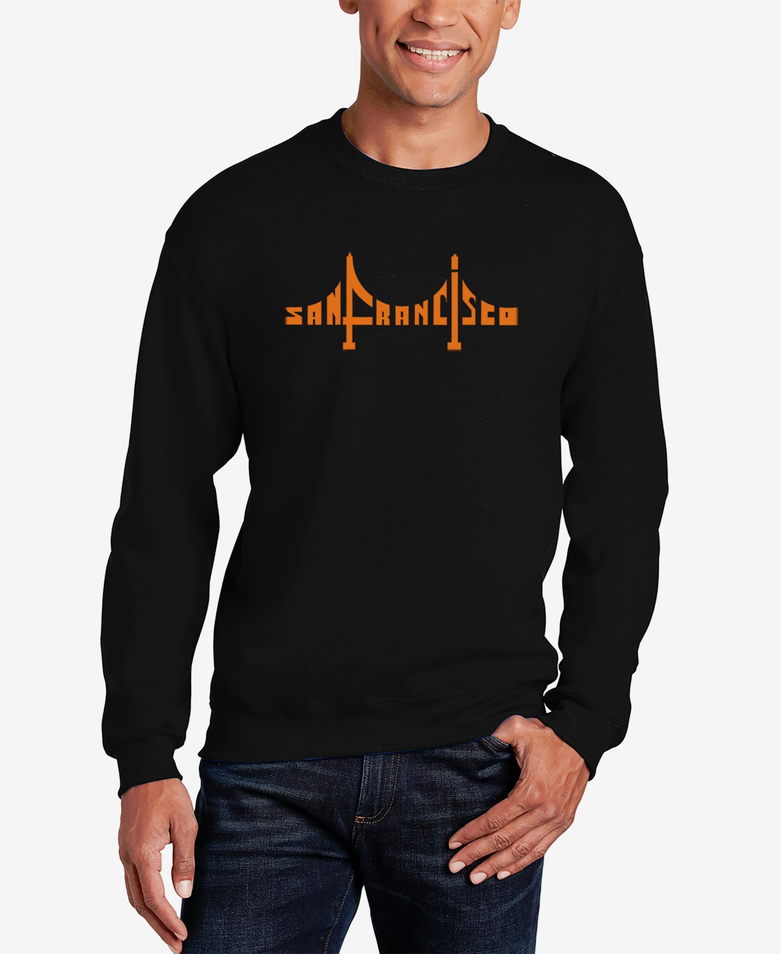 Мужское свитшот LA Pop Art San Francisco Bridge Word Art с круглым вырезом
