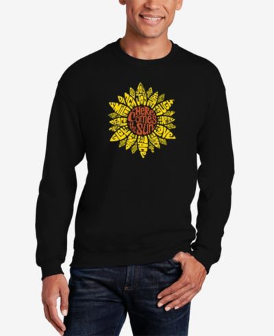 LA Pop Art Men's Sunflower Word Art Crew Neck Sweatshirt