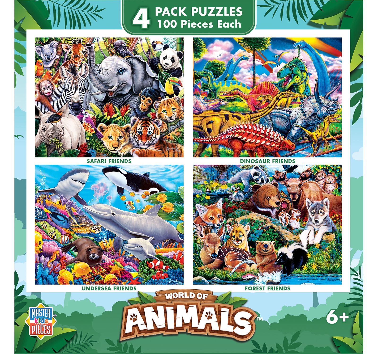 Пазл MasterPieces World of Animals 4-Pack 100 Piece