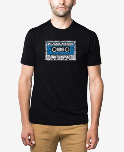LA Pop Art Men's Cotton/Poly Blend Word Art 80s One Hit Wonders Cassette T-shirt