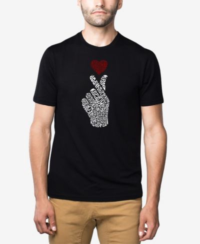 LA Pop Art Men's Cotton/Poly Blend Word Art K-Pop Heart T-shirt