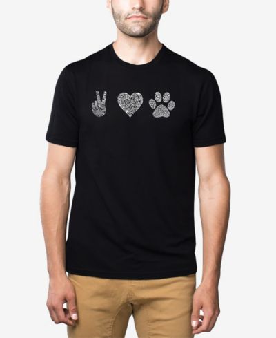 LA Pop Art Men's Cotton/Poly Blend Word Art Peace Love Dogs T-shirt