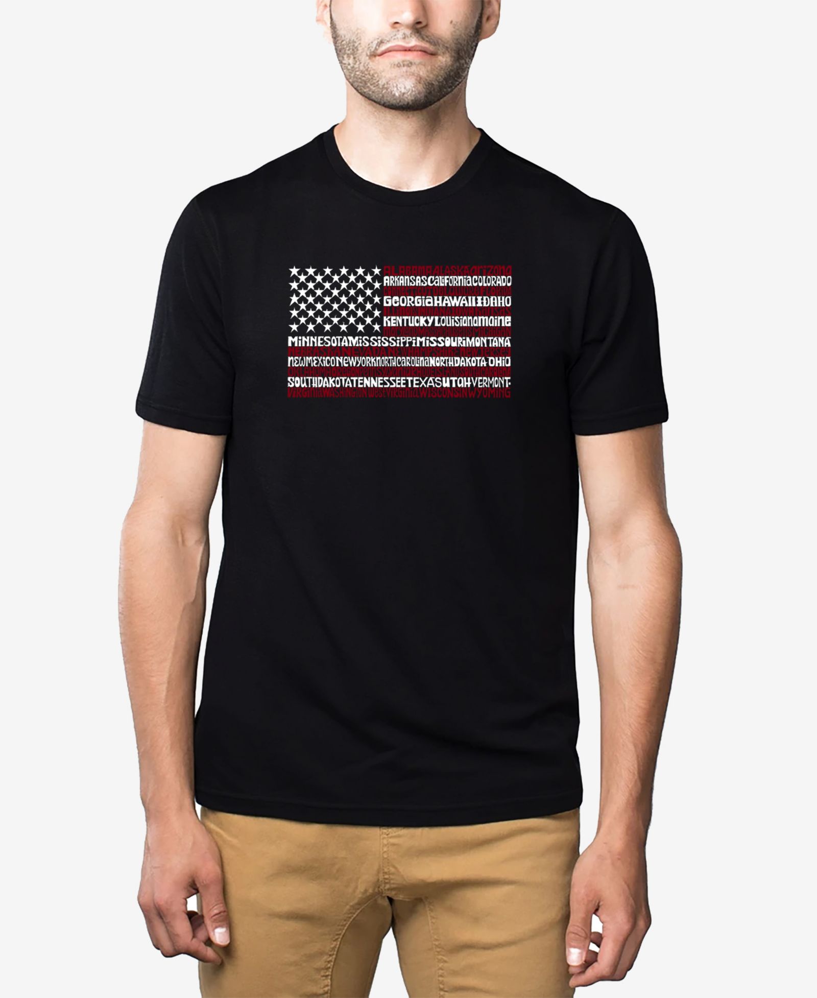 Мужская футболка LA Pop Art Cotton/Poly Blend Word Art - USA Flag