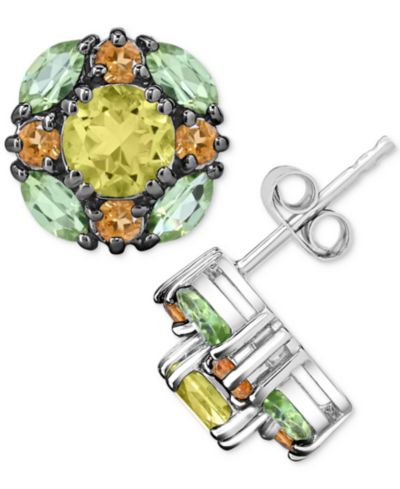 Серьги-гвоздики Multi-Gemstone Cluster в стерлинговом серебре 3-1/4 ct. t.w.