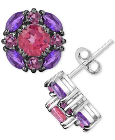 Серьги-гвоздики с многоцветными камнями (3-5/8 ct. t.w.) в стерлинговом серебре
