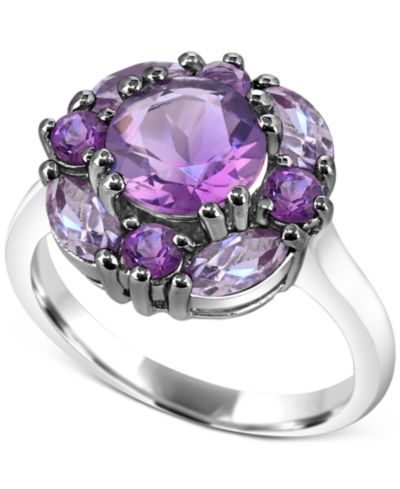 Кольцо с аметистом (2-1/8 ct. t.w.) и розовым аметистом (7/8 ct. t.w.) в серебре