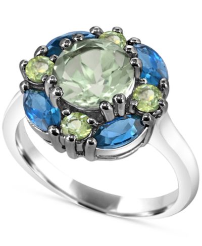 Кольцо с многоцветными камнями Multi-Gemstone Cluster в Sterling Silver