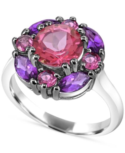 Кольцо с многоцветными драгоценными камнями (3-7/8 ct. t.w.) из стерлингового серебра