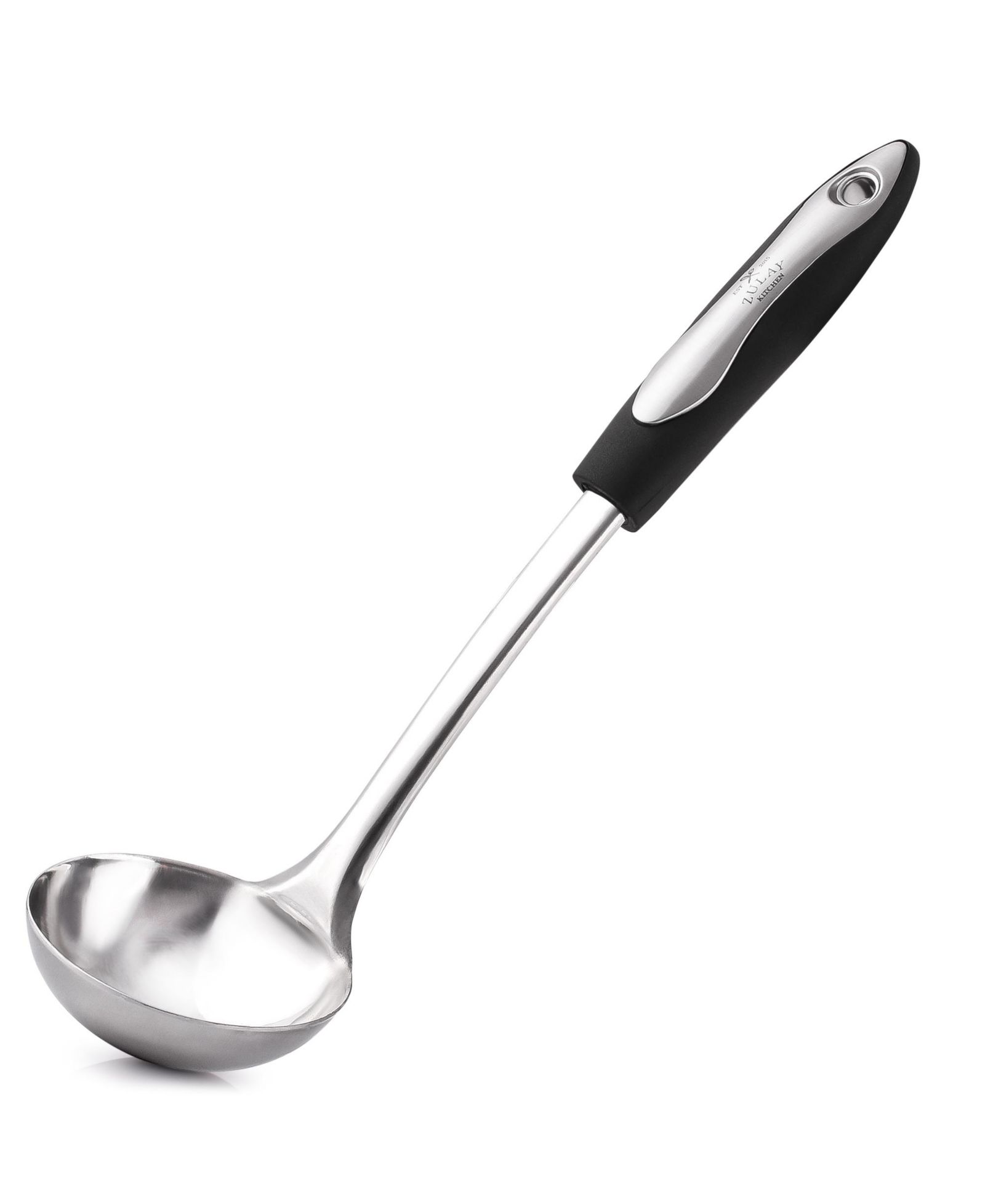 Zulay Kitchen Premium 12 Inch Stainless Steel with Non-Slip Silicone Handle Soup Ladle