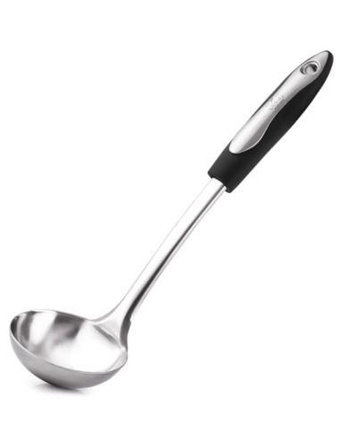 Zulay Kitchen Premium 12 Inch Stainless Steel with Non-Slip Silicone Handle Soup Ladle