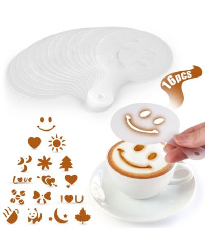 Набор трафаретов для латте-арта Zulay Kitchen Barista, 16 шт.