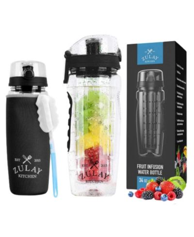 Zulay Kitchen 34oz Leakproof Fruit Infuser Water Bottle with Full Length Infusion Rod
