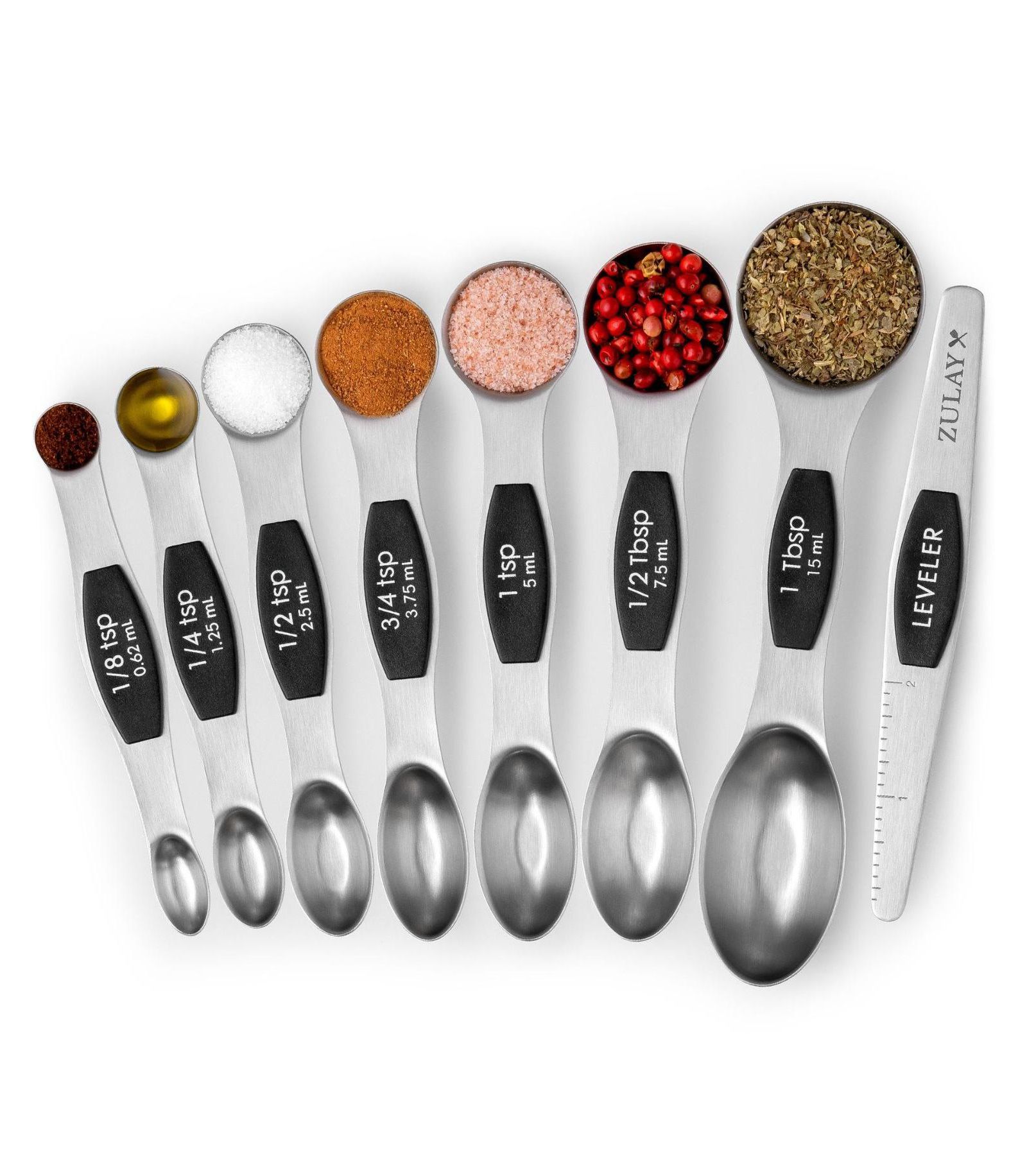 8-Piece Magnetic Stainless Steel Measuring Spoon Set with Leveler