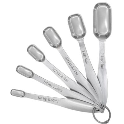 Zulay Kitchen Stainless Steel Measuring Spoons Set - Rectangular Metal Measuring Spoons with Slim Design for Narrow Spice Jars