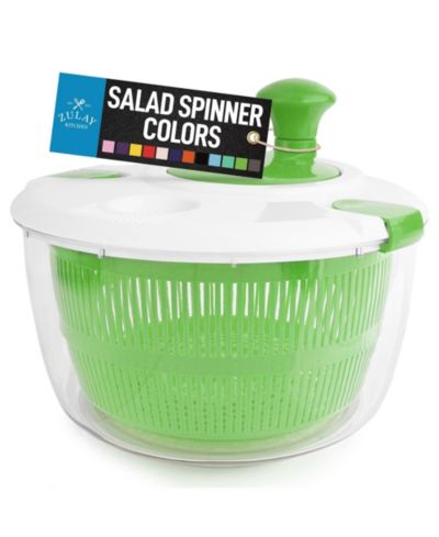 Zulay Kitchen Manual Salad Spinner with Secure Lid Lock & Rotary Handle (5 Liters)