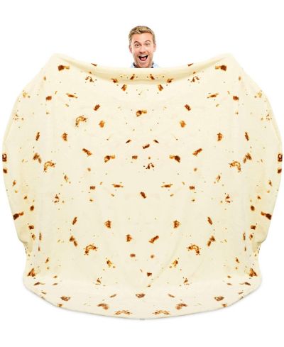 Zulay Kitchen Novelty Throw Tortilla Blanket Flour Tortilla Design - 60 Inches