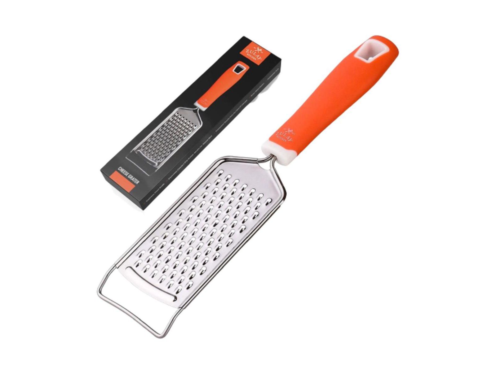 Zulay Kitchen Cheese Grater Stainless Steel - Durable Rust-Proof Metal Lemon Zester Grater With Handle