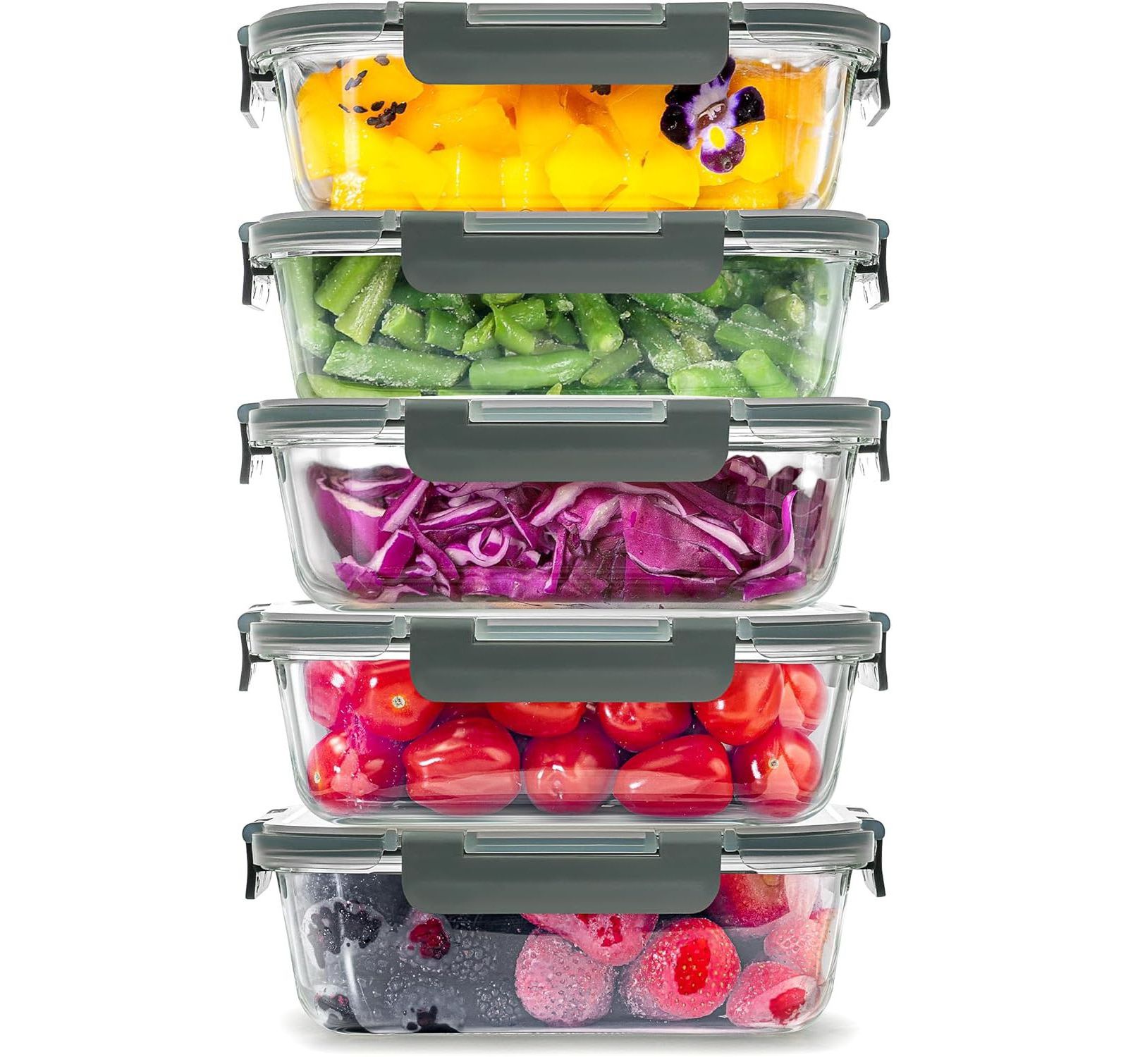 Набор из 5 стеклянных контейнеров для еды Zulay Kitchen Airtight Premium Borosilicate Glass