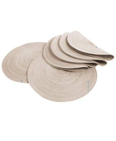 Zulay Kitchen Braided Round Place Mats & Anti-Skid Placemat for Dining - Set of 6
