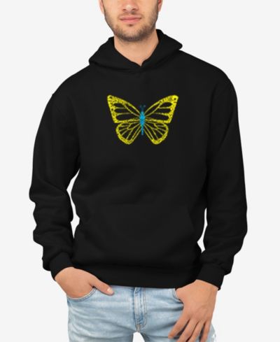 LA Pop Art Men's Butterfly Word Art Hooded Sweatshirt