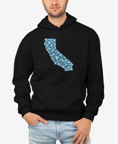 LA Pop Art Men's California Hearts Word Art Hooded Sweatshirt
