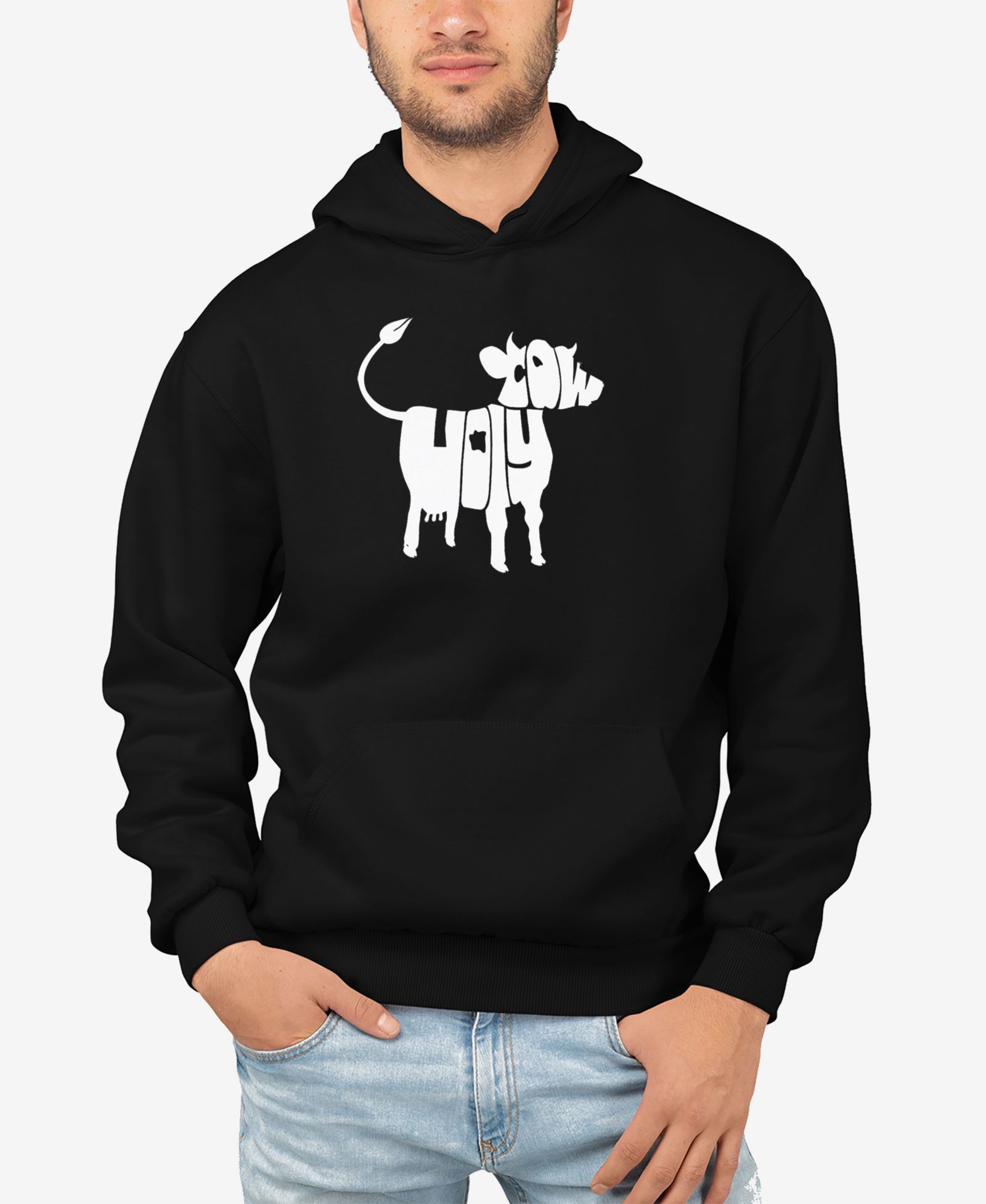 Мужской худи LA Pop Art Holy Cow Word Art
