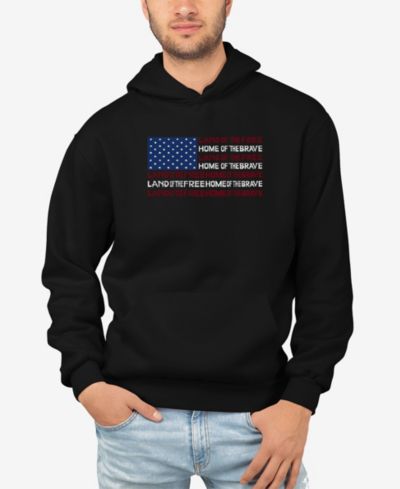 Мужская толстовка с капюшоном LA Pop Art Land of The Free American Flag Word Art