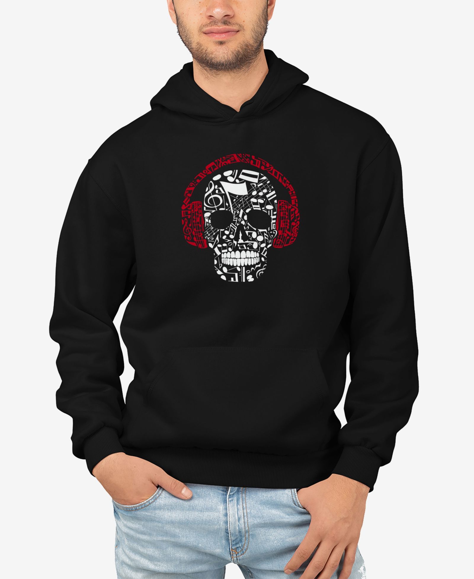 Худи LA Pop Art Men's Music Notes Skull Word Art