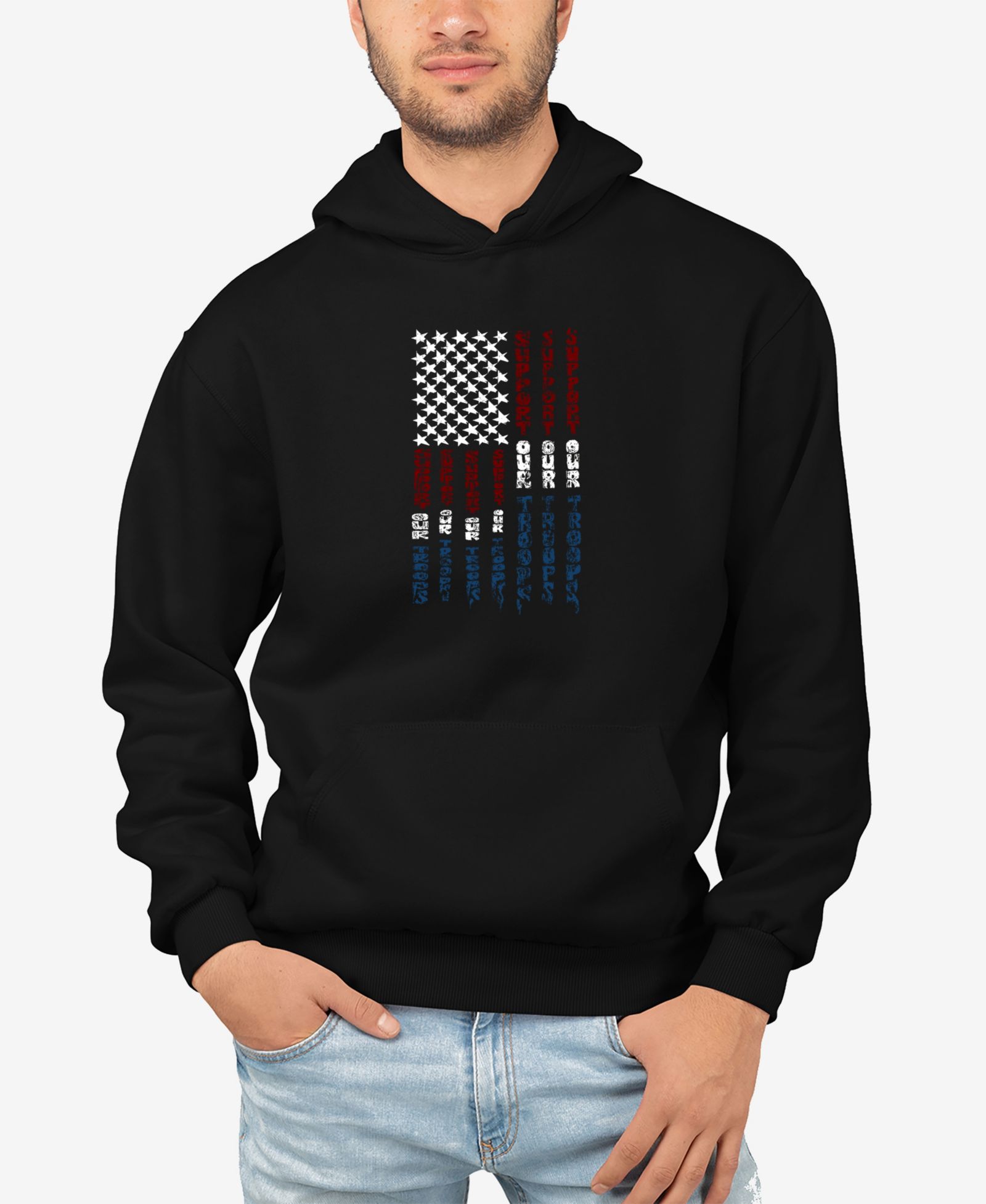 Мужское худи LA Pop Art Support Our Troops Word Art