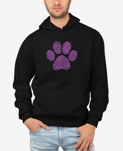 LA Pop Art Men's XOXO Dog Paw Word Art Hooded Sweatshirt