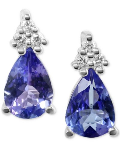 Серьги-гвоздики Tanzanite (1-1/6 ct. t.w.) & Diamond (1/20 ct. t.w.) в Sterling Silver