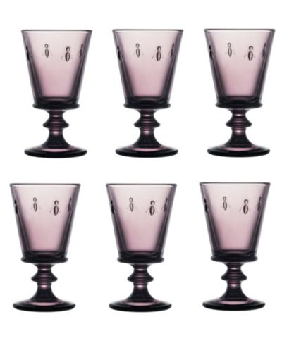 La Rochère Napoleon Bee Aubergine 6-Piece Wine Glass Set, 9 oz