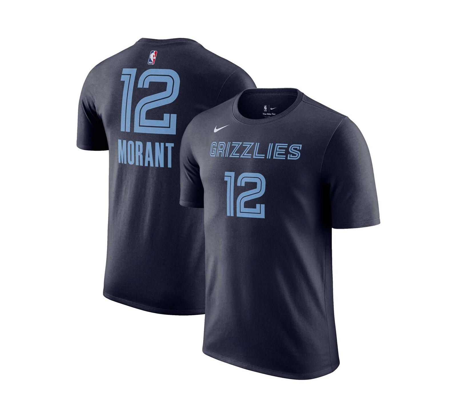 Men's Nike Ja Morant Navy Memphis Grizzlies Icon 2022/23 Name and Number Performance T-shirt