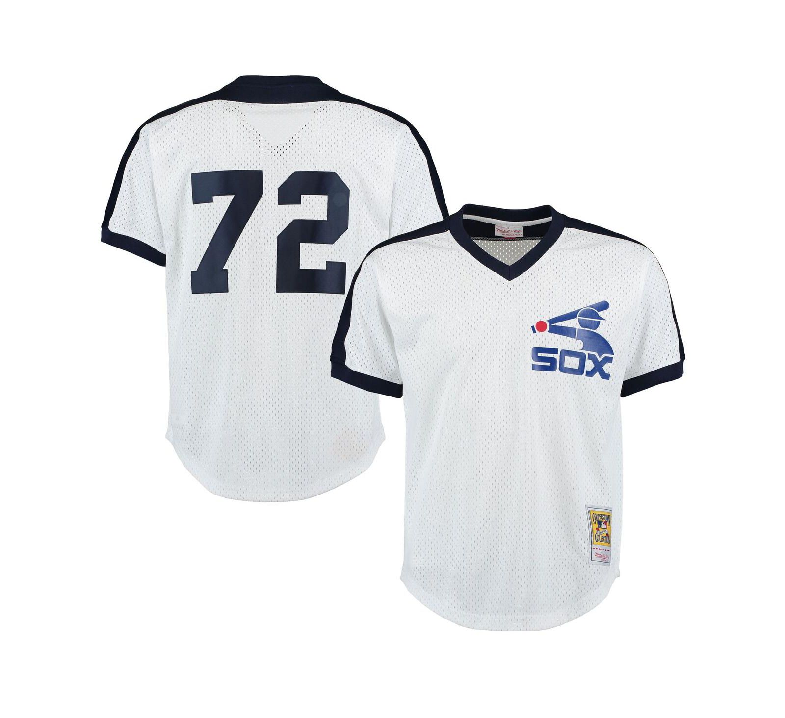 Мужская джерси Mitchell & Ness Carlton Fisk White Chicago White Sox Cooperstown Mesh